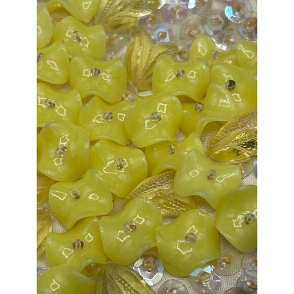 Vintage Dilill Yellow Beaded Coin Purse 50s Satin - Picture 3 of 6